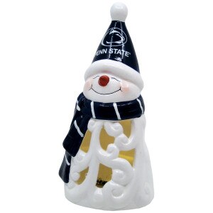 statuary LED snowman wearing Penn State hat